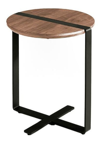 Table d'appoint bois de noyer et pieds en acier noir Waly - Photo n°1