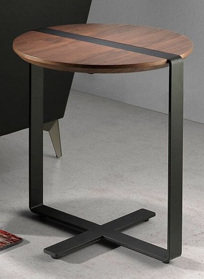 Table d'appoint bois de noyer et pieds en acier noir Waly - Photo n°2