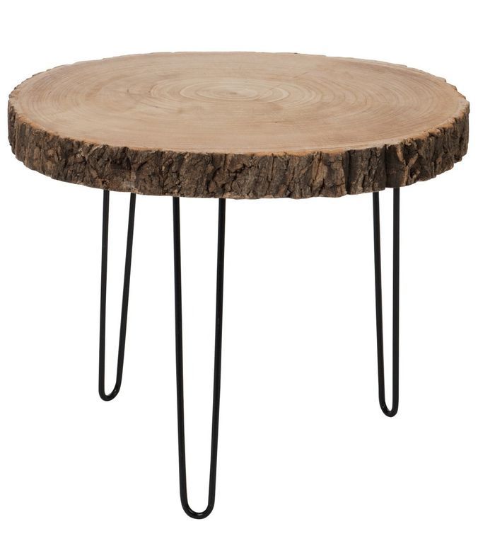 Table d'appoint bois de paulownia clair Nalpo D 47 cm - Photo n°1