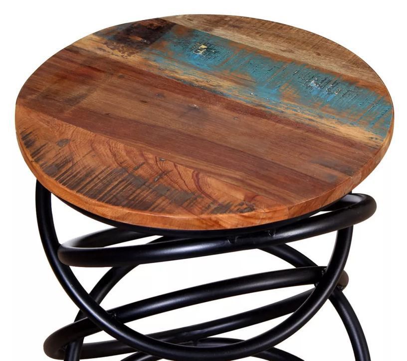 Table d'appoint bois de récupération et pieds métal noir Arsan - Photo n°4