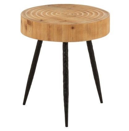 Table d'appoint bois massif clair et pieds métal noir Bialli - Photo n°1