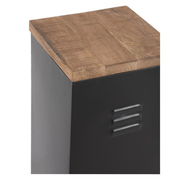 Table d'appoint bois massif foncé et métal noir Cintee - Photo n°2