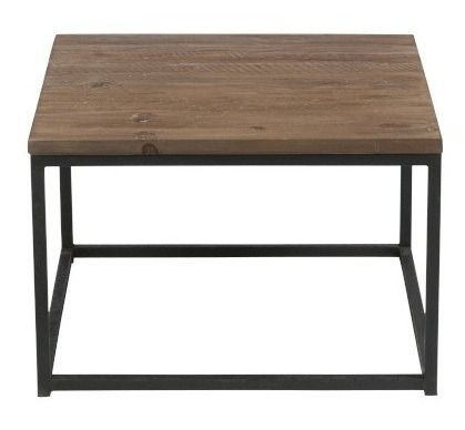 Table d'appoint bois massif foncé et métal noir Uchio L 60 cm - Photo n°3