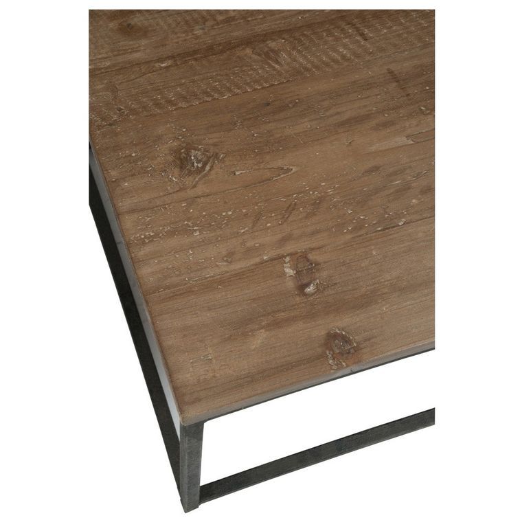 Table d'appoint bois massif foncé et métal noir Uchio L 60 cm - Photo n°4