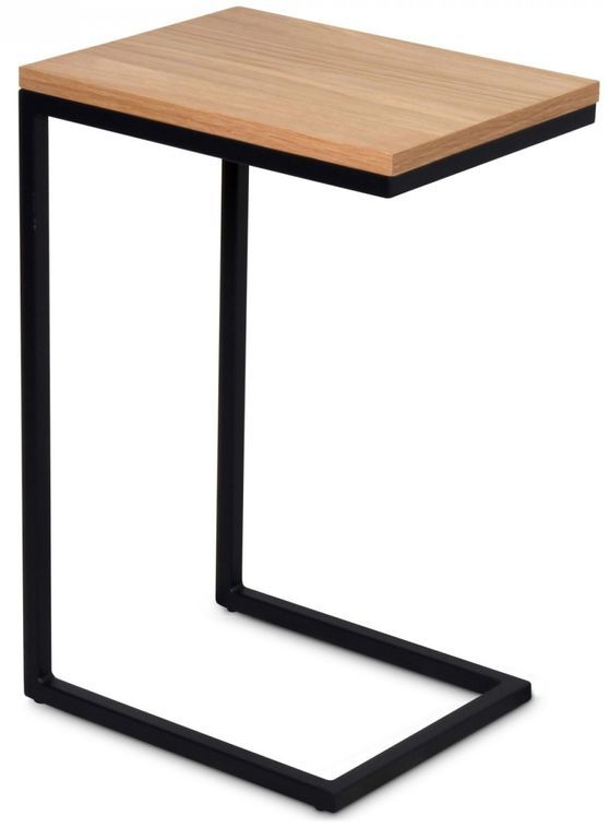 Table d'appoint bois plaqué et pieds noir Sal - Photo n°1