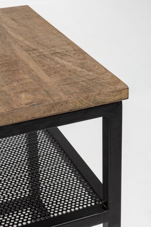 Table d'appoint carré acier noir et bois de manguier Rica 43 cm - Lot de 2 - Photo n°3