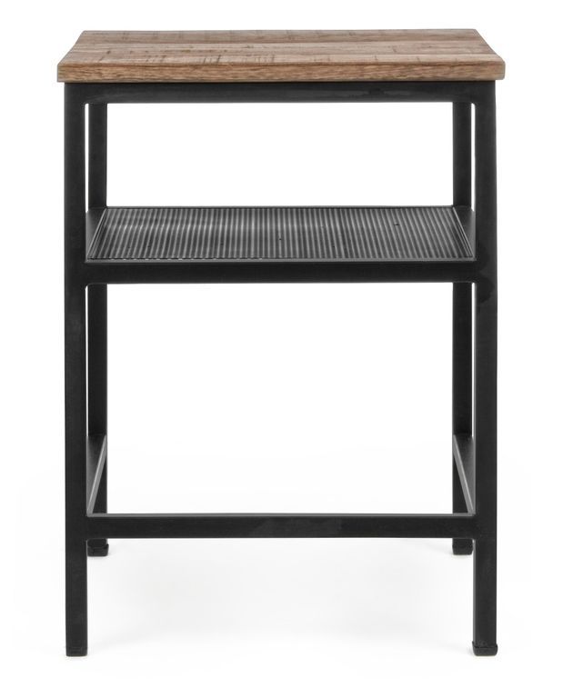 Table d'appoint carré acier noir et bois de manguier Rica 43 cm - Lot de 2 - Photo n°4