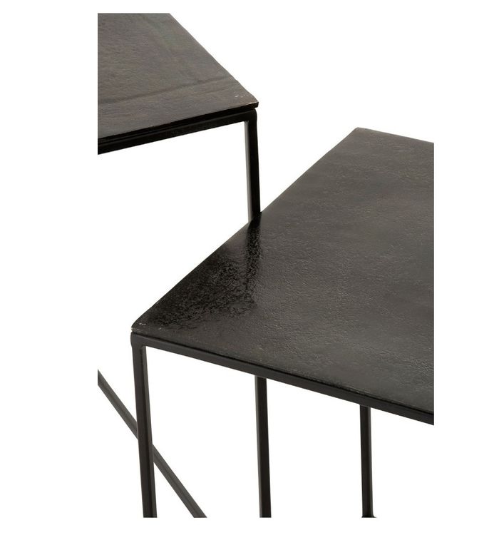 Table d'appoint carrée métal antique noir Liath - Lot de 2 - Photo n°3