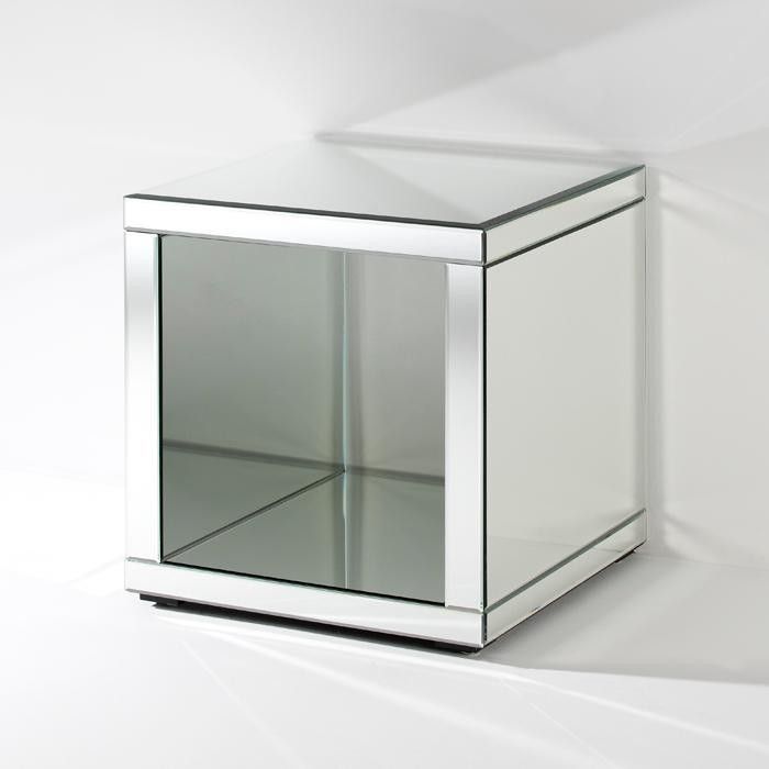 Table d'appoint carrée miroir argenté Timon L 55 cm - Photo n°1