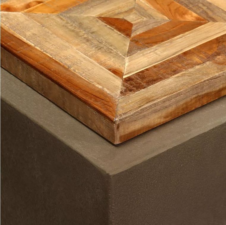 Table d'appoint carrée teck massif clair et pieds béton Tokako - Photo n°3