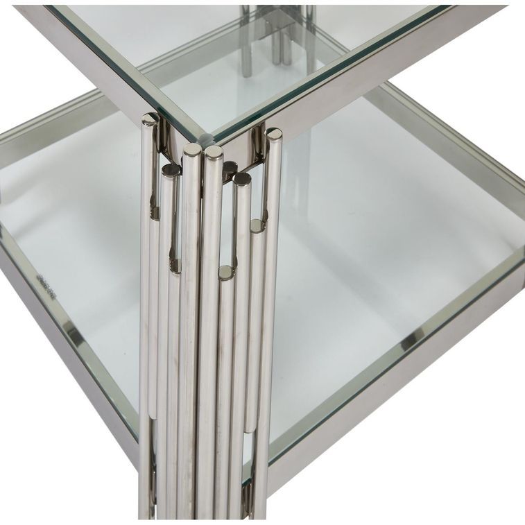 Table d'appoint carrée verre et pieds métal chromé Marwa - Photo n°3