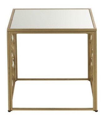 Table d'appoint carrée verre et pieds métal doré Ysarg - Photo n°5