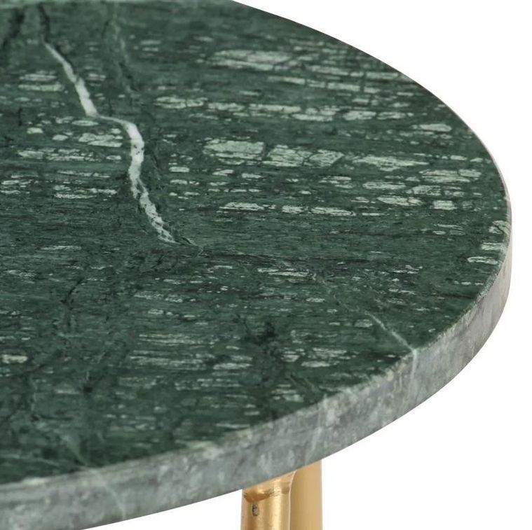 Table d'appoint effet marbre vert et pieds métal doré Emis D 40 cm - Photo n°3