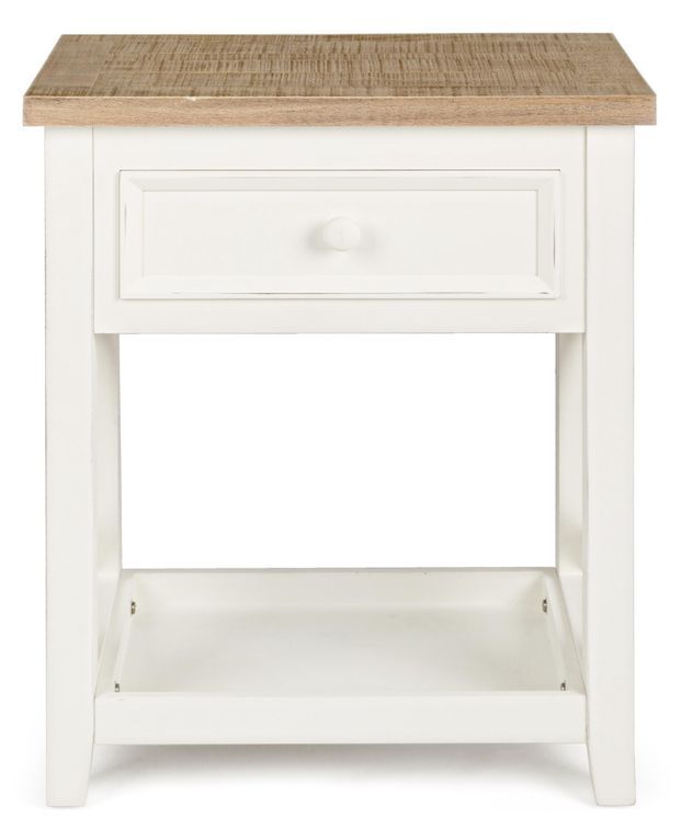 Table d'appoint en bois blanc 1 tiroir Elya - Lot de 2 - Photo n°2