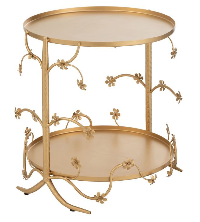 Table d'appoint en métal doré avec des motifs Lilo D 48 cm - Photo n°1