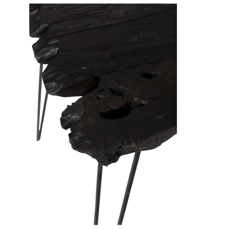 Table d'appoint épicéa massif et métal noir Diere - Photo n°4
