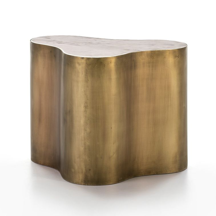 Table d'appoint marbre blanc et métal doré Sami 2 - Photo n°1