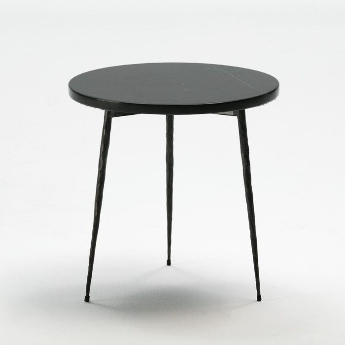 Table d'appoint marbre et métal noirs Guaie H 40 cm - Photo n°1