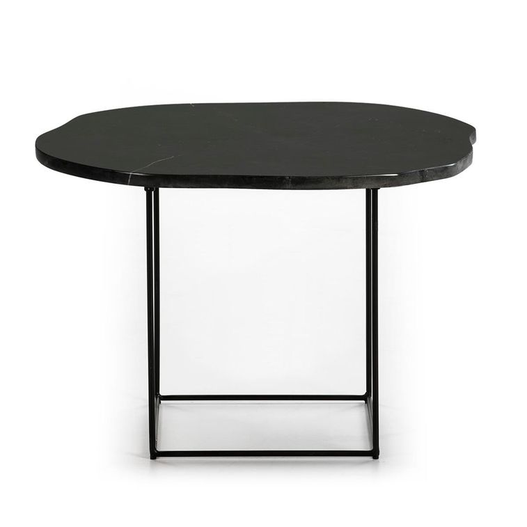 Table d'appoint marbre et pieds métal noir Trois - Photo n°2