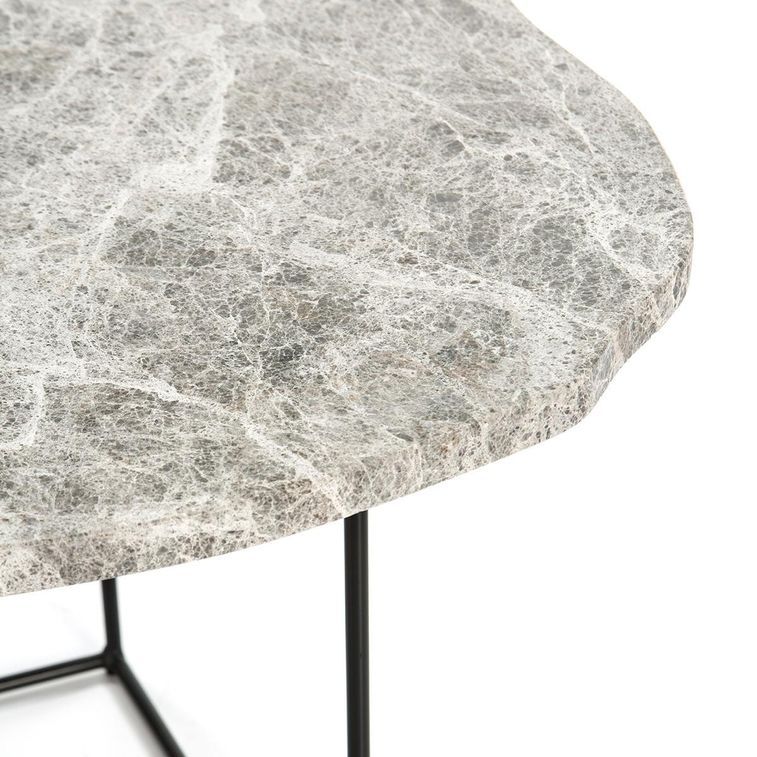 Table d'appoint marbre gris et pieds métal noir Trois - Photo n°5