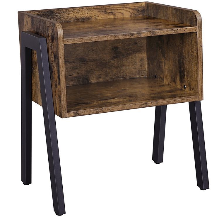 Table d'appoint niche marron vintage style industriel Kaza 39 cm - Photo n°1