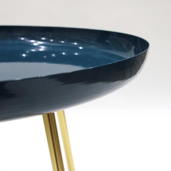 Table d'appoint plateau rond glossy - Bleu - L 40 x P 40 x H 48,5 cm - Photo n°5