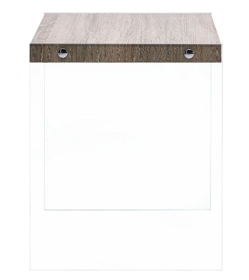 Table d'appoint rectangulaire chêne clair et verre trempé Chikie - Lot de 2 - Photo n°6