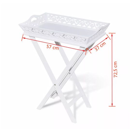 Table d'appoint rectangulaire plastique et pieds pin massif blanc Manu - Photo n°6