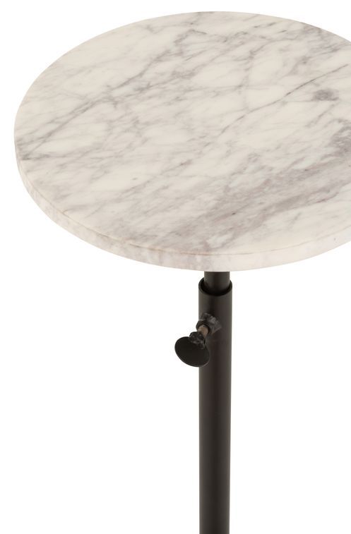 Table d'appoint réglable marbre blanc Miluna D 28 cm - Photo n°3