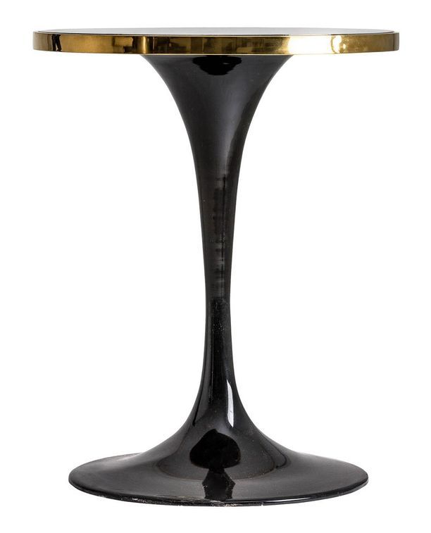 Table d'appoint résine imitation marbre noir et métal doré Nath - Photo n°1