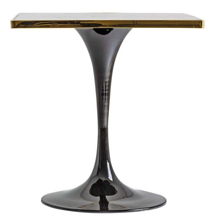 Table d'appoint résine imitation marbre noir et métal doré Nath 2 - Photo n°1