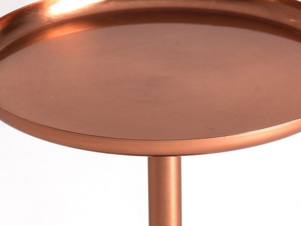 Table d'appoint ronde art déco métal cuivré et marbre Mapur - Photo n°2