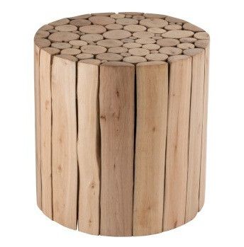 Table d'appoint ronde bois d'eucalyptus massif clair Bialli - Photo n°1