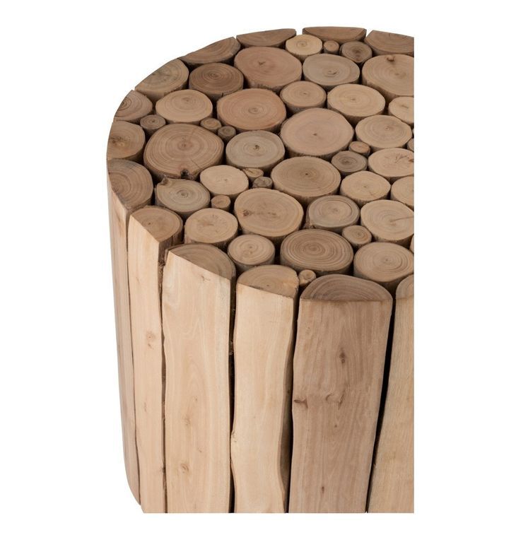 Table d'appoint ronde bois d'eucalyptus massif clair Bialli - Photo n°2