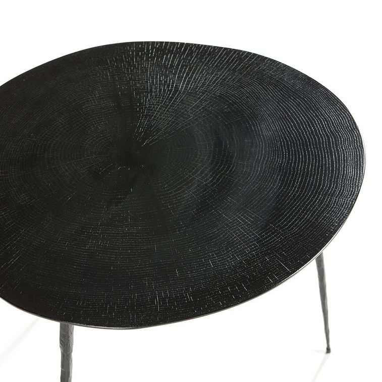 Table d'appoint ronde bois et métal noir Keysha - Photo n°2