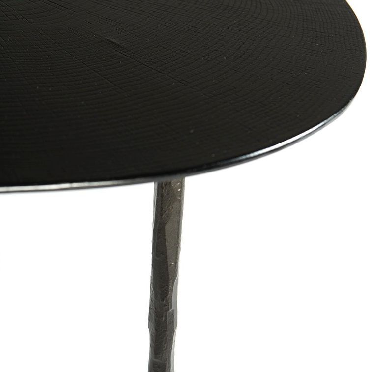 Table d'appoint ronde bois et métal noir Keysha - Photo n°3