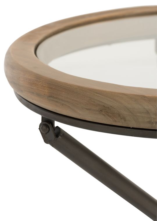 Table d'appoint ronde bois massif marron Natura D 50 cm - Photo n°2