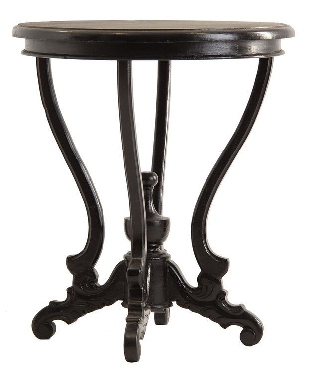 Table d'appoint ronde mahogany massif noir Volut - Photo n°1