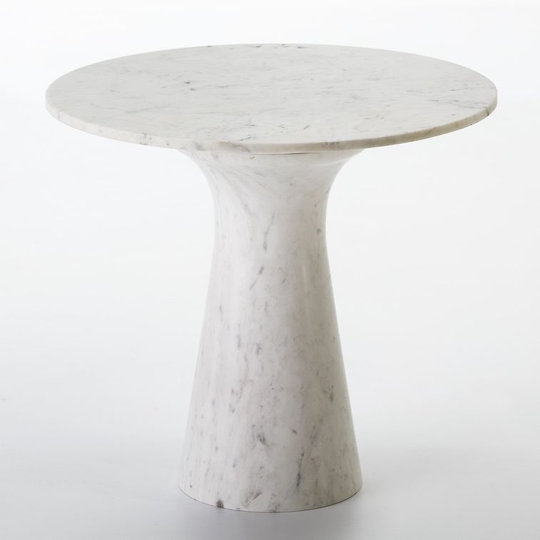 Table d'appoint ronde marbre blanc Siru - Photo n°1