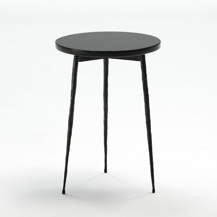 Table d'appoint ronde marbre et métal noirs Guaie H 45 cm - Photo n°1