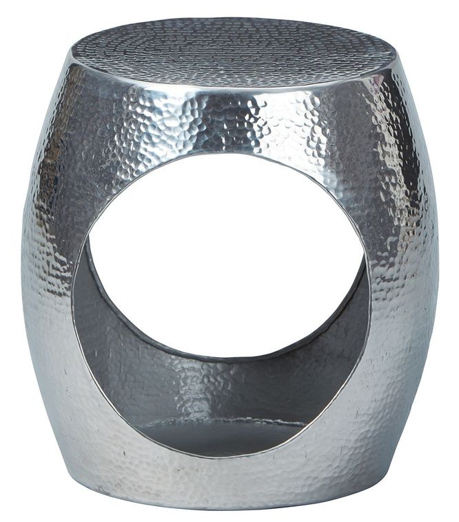 Table d'appoint ronde métal argenté Agrid D 37 cm - Photo n°1
