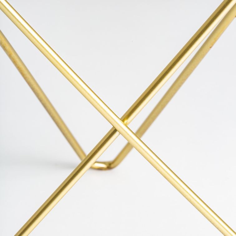 Table d'appoint ronde métal doré et plateau marbre blanc Rench 2 - Photo n°3