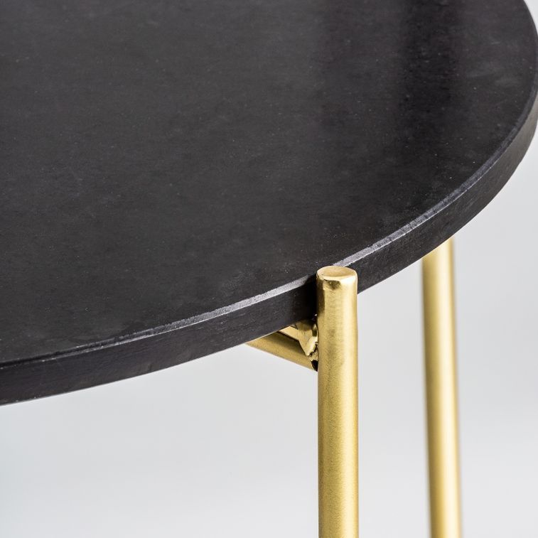 Table d'appoint ronde métal doré et plateau marbre noir Keyz - Photo n°3
