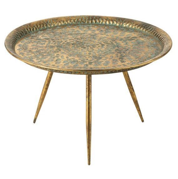 Table d'appoint ronde métal doré Geera H 42 cm - Photo n°1