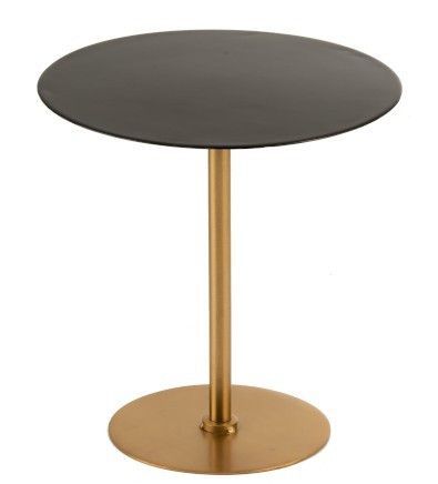 Table d'appoint ronde métal laqué noir et pied doré Ysarg - Photo n°1