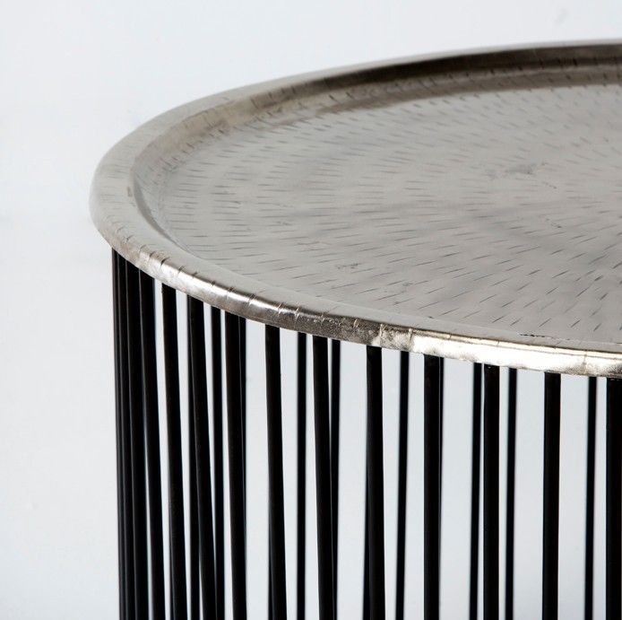 Table d'appoint ronde métal noir et argenté Cirade - Photo n°2