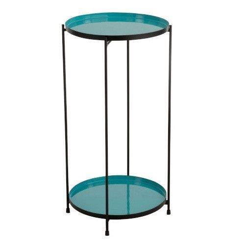 Table d' appoint ronde métal turquoise et noir Veeda - Photo n°1