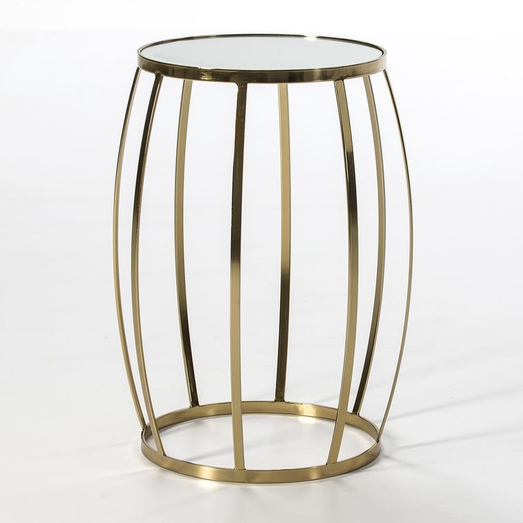 Table d'appoint ronde miroir et métal doré Gena H 61 cm - Photo n°1