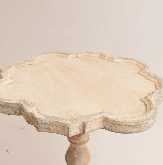 Table d'appoint ronde pin massif beige décapé Oli - Photo n°2