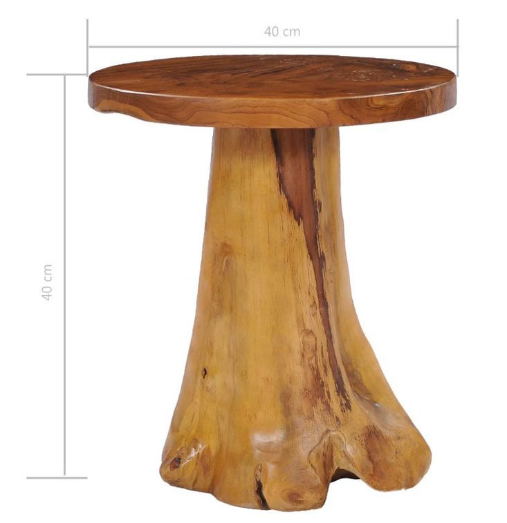 Table d'appoint ronde teck massif clair Loule - Photo n°4